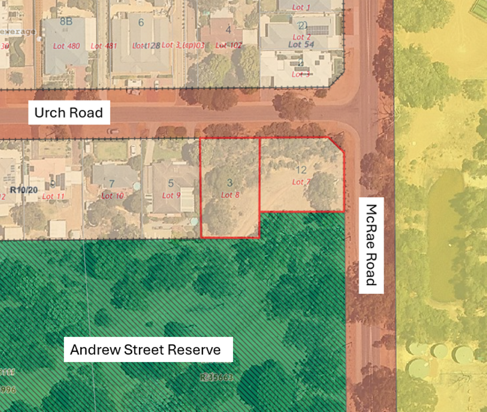 Public Notice: Proposed Divestment of freehold land - Lot 8 (3) Urch Rd, Lot 7 (12) McRae Road