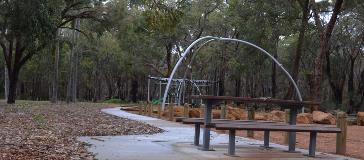 View from car park of the playground in Alan Anderson Park 