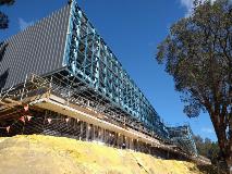 View of the side facade during the construction of Kalamunda Community Centre in August 2020