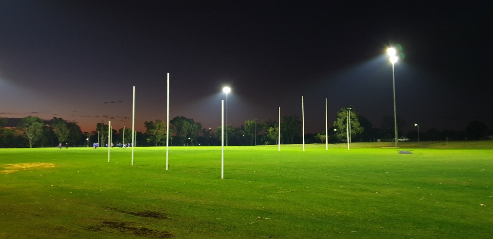 The Scott Reserve located in High Wycombe with the footy oval being lit up with recent lighting upgrades completed in June 2020.