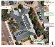 An aerial view for the installation of solar panels Kalamunda Libraries in June/July 2021