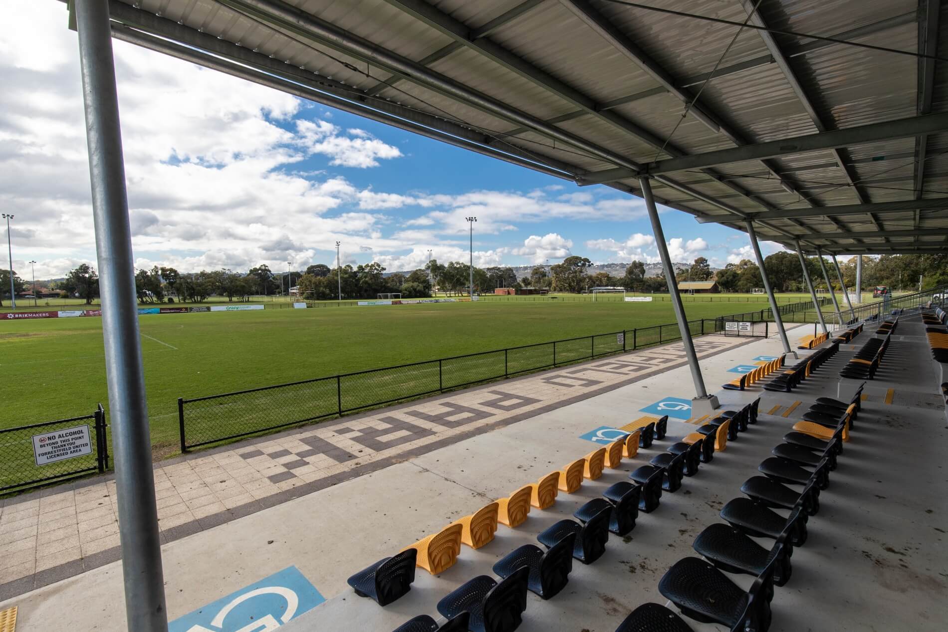 View from soccer seating at Hartfield Park located in Forrestfield