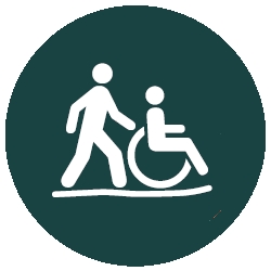 Grade 1 Walking Trail symbol - person pushing a wheel chair