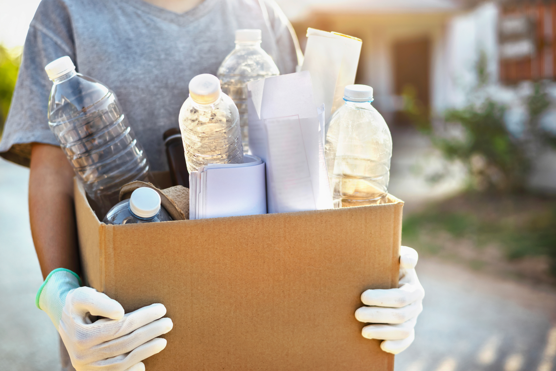 recycling bottles collection in box